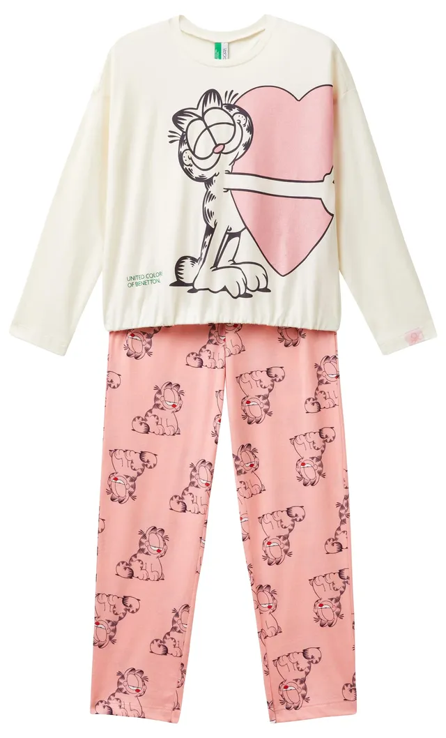 Benetton 3y5e0p06v pigiama bambina 90 Garfield