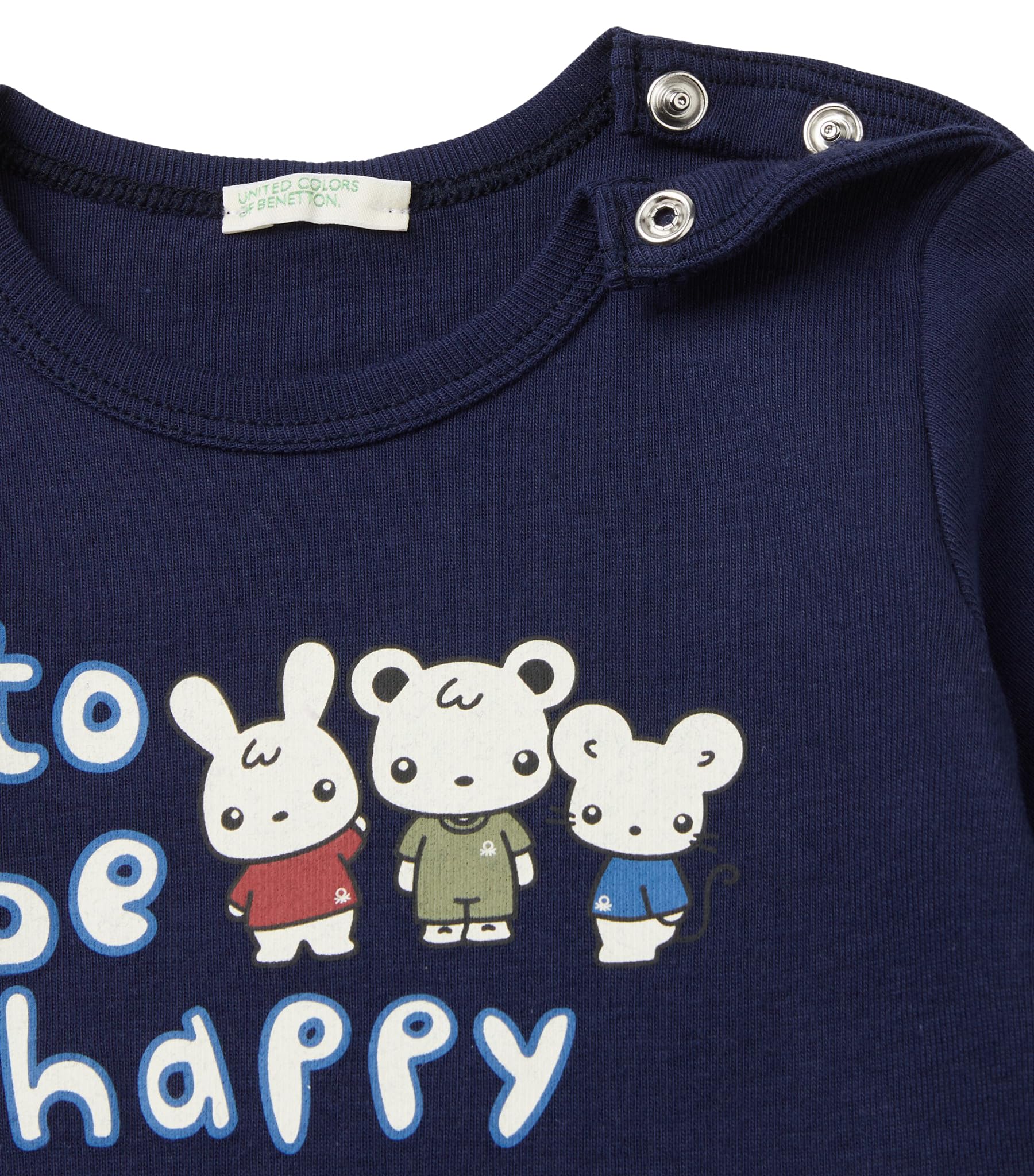 Benetton T-shirt manica lunga girocollo stampa ad acqua