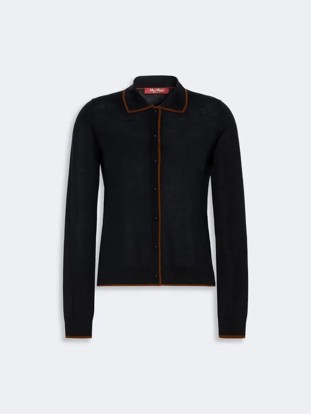 Max Mara Studio Targa Cardigan Blu Cuoio Taglia 40