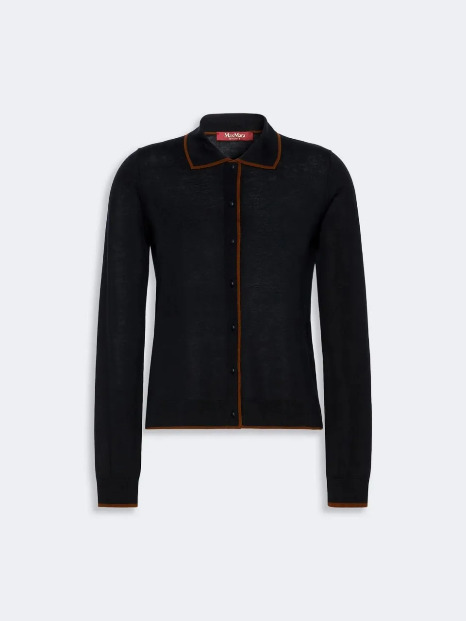 Max Mara Studio Targa Cardigan Blu Cuoio Taglia 40