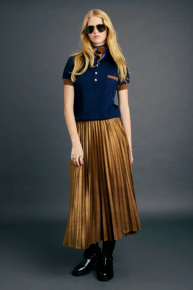 Karen Walker Amélie polo maglia navy merino-cashmere