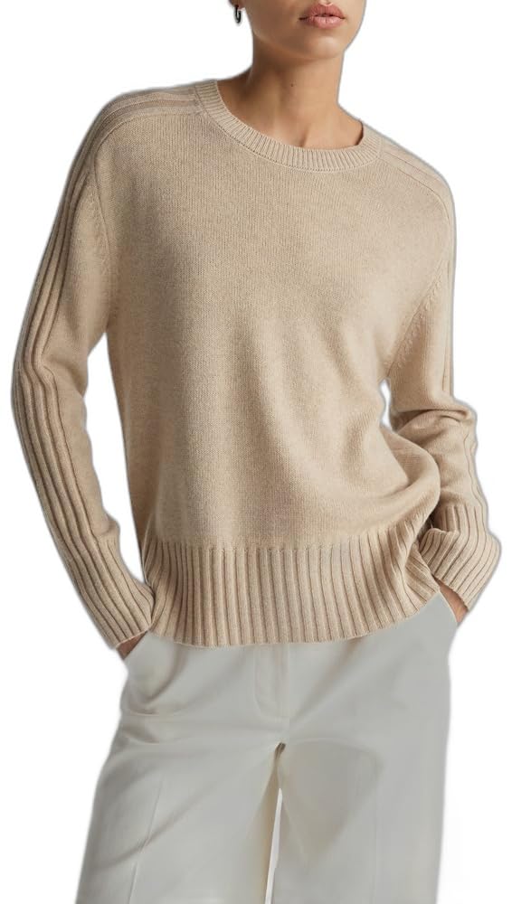 Benetton Maglieria 10K1D10FF Maglione Donna Bianco Over