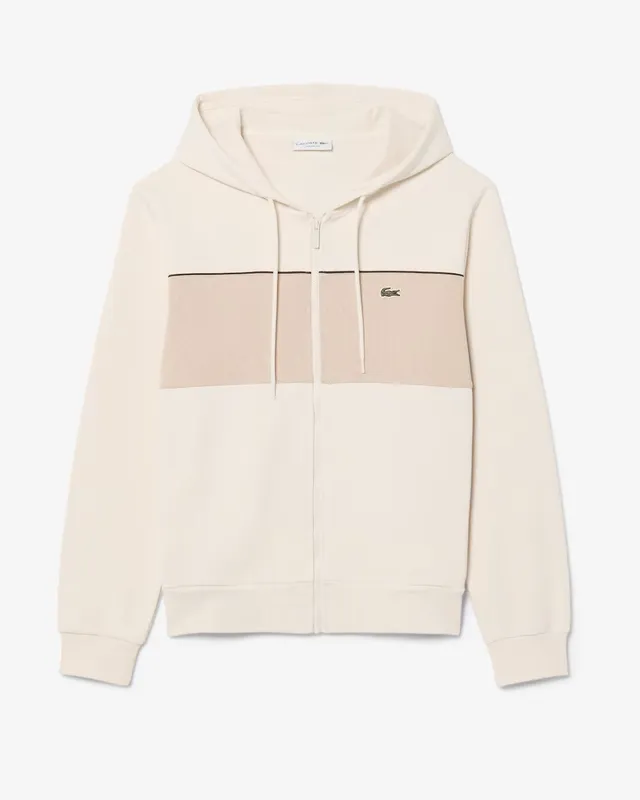 Lacoste SH0892 felpa uomo beige cotone con cappuccio