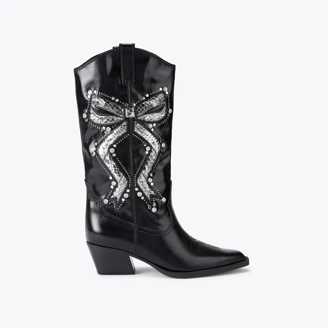 Kurt Geiger Rodeo Bow 5857800109 stivale nero pelle tacco 5 cm
