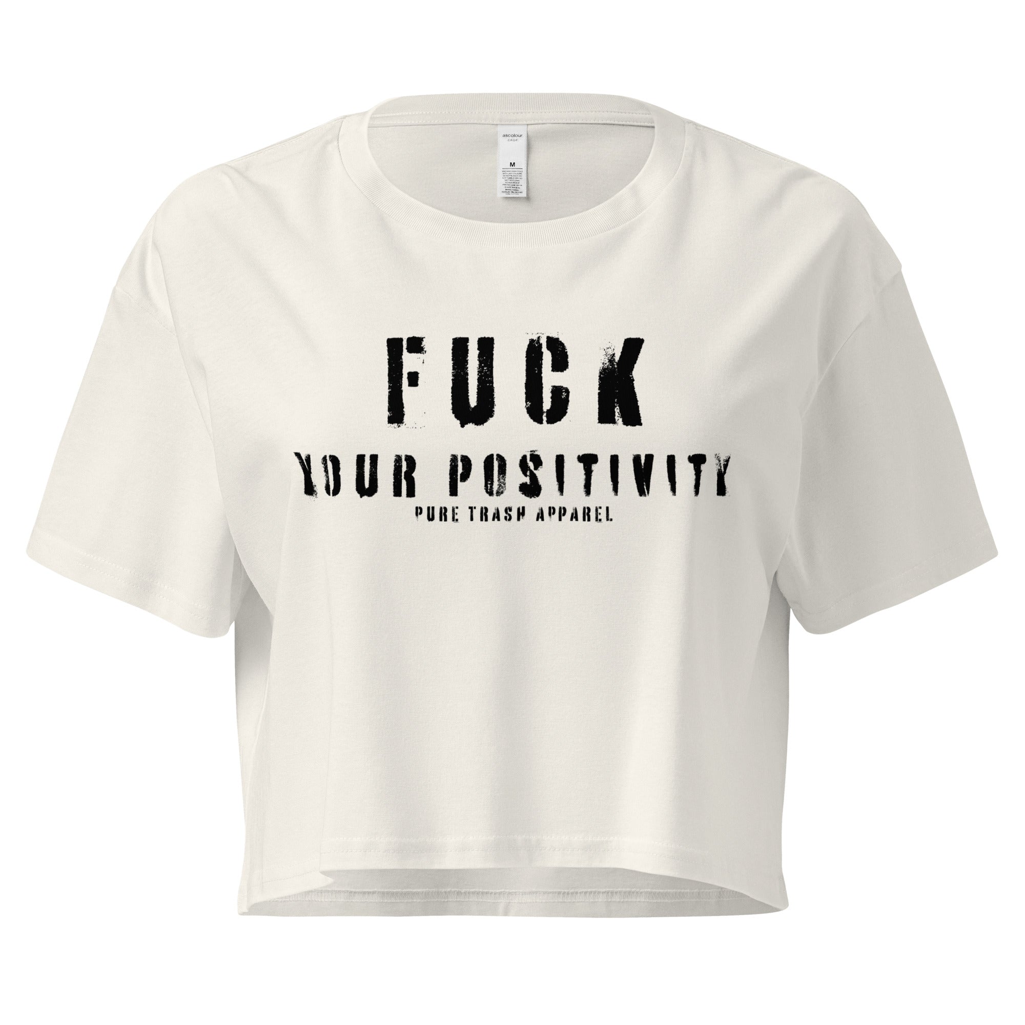 Pure Trash Womens Fuck Your Positivity top crop Black