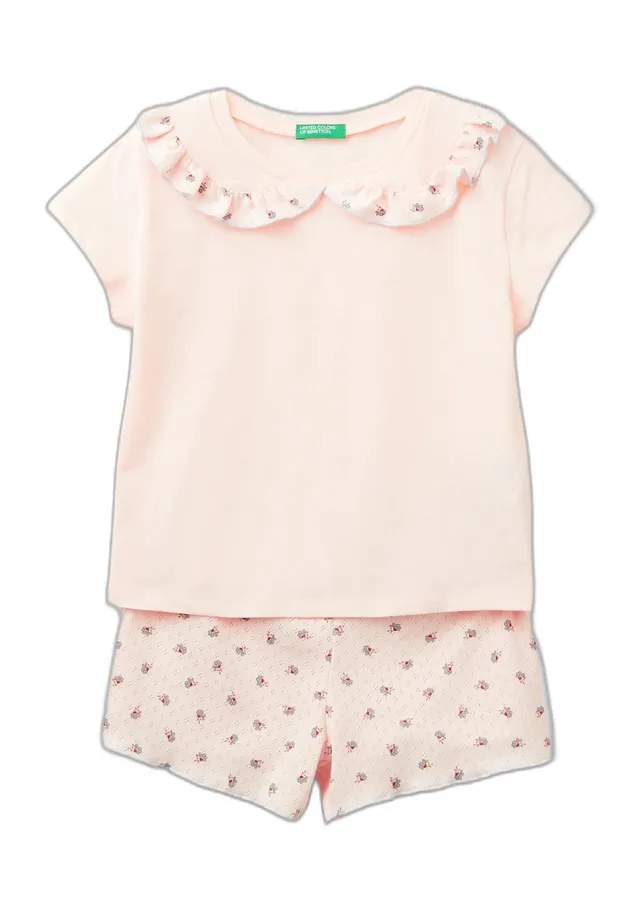 Benetton 30960p061 pigiama bambina M t-shirt+short jersey