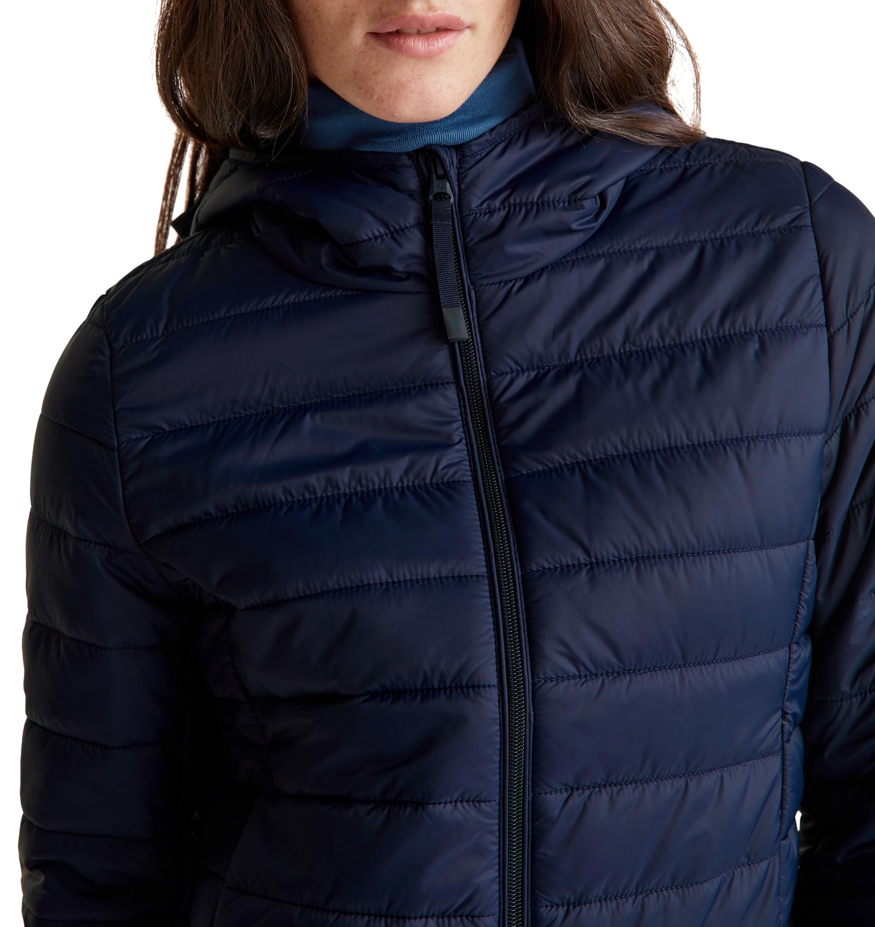 Benetton Giubbotto Micropiuma Nylon con Cappuccio Imbottitura 100g