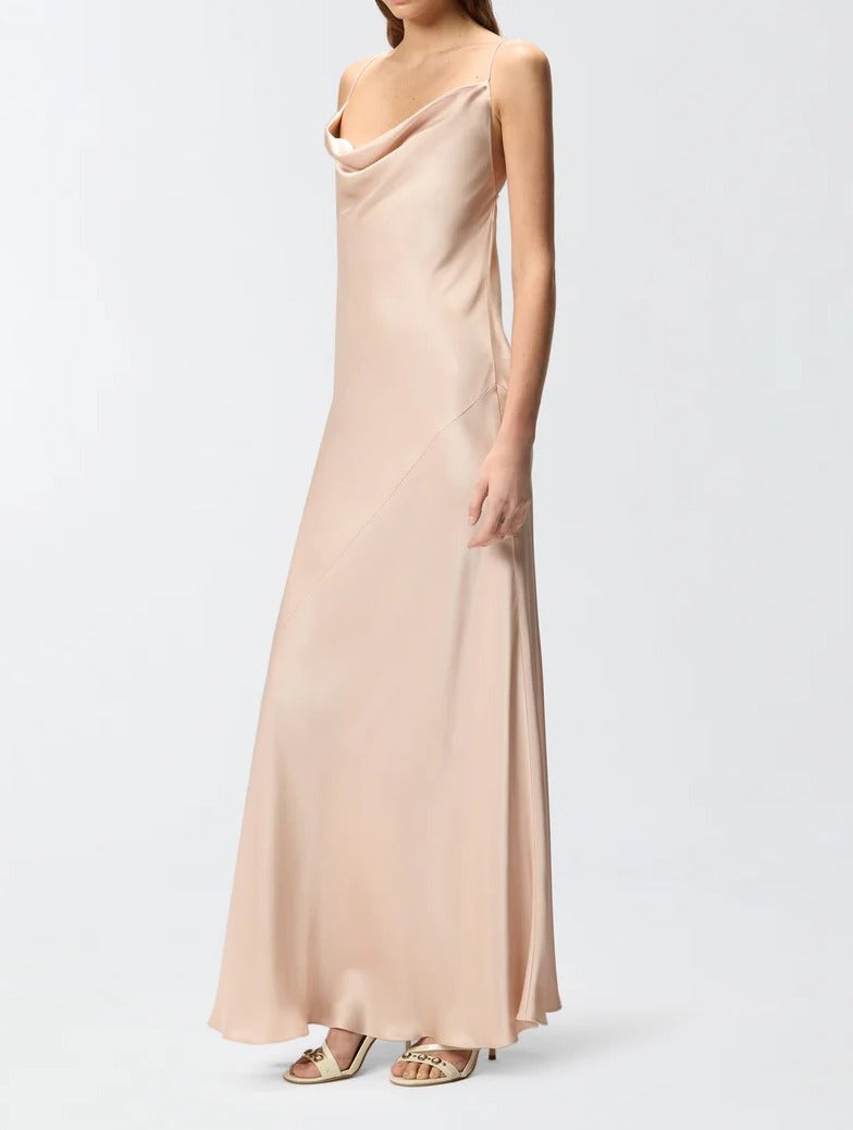 Pinko Farro 106587 A1Y5 abito lungo rosa satin