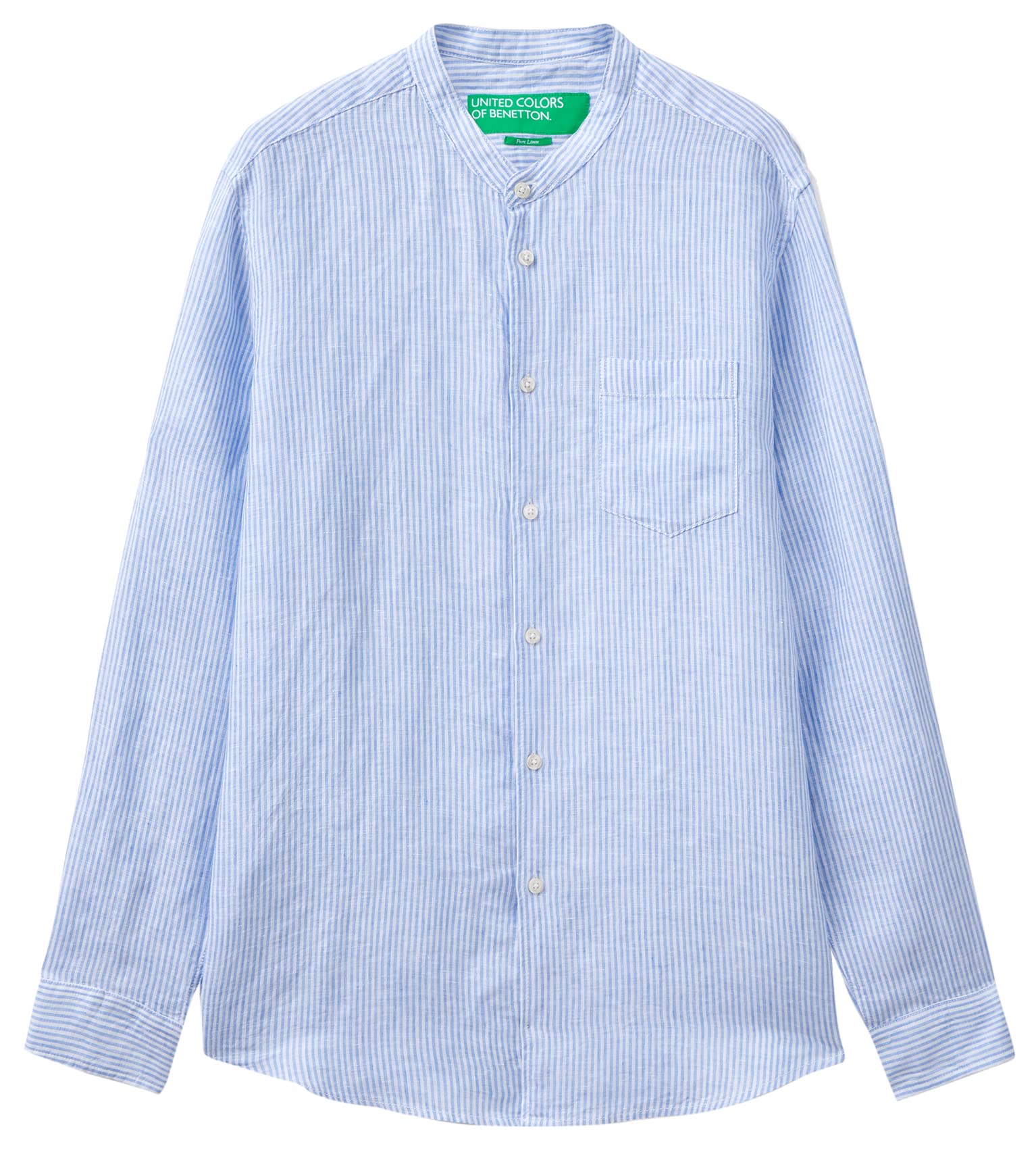 Benetton 5bku5ql08 Camicia Lino Uomo Righe 934