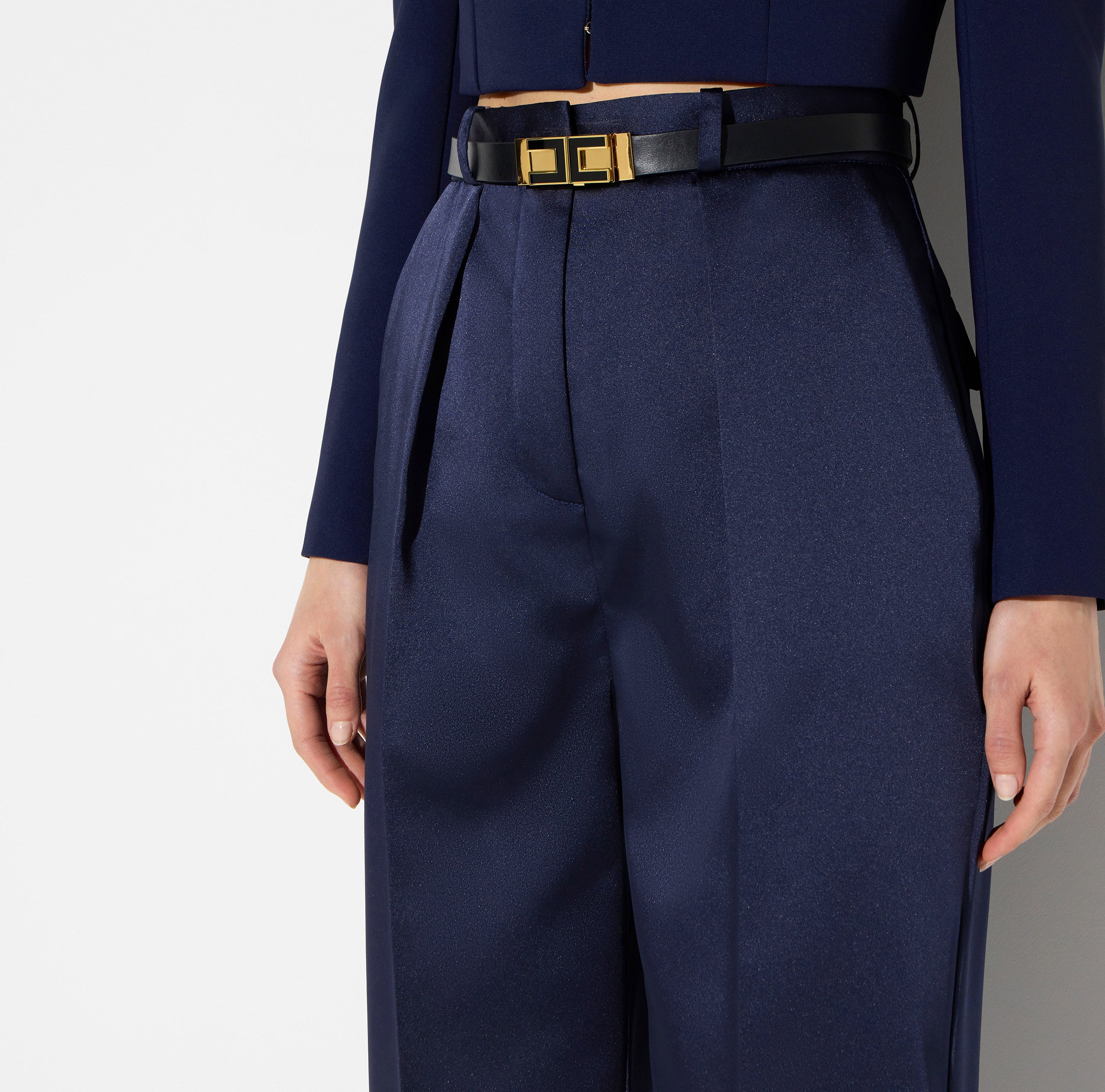 Elisabetta Franchi PA18266E2 pantalone donna navy raso