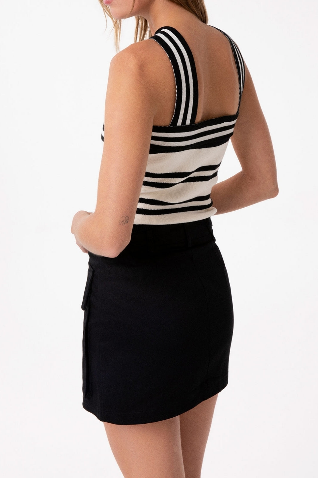Gaelle Paris GAABW09412 Top Nero Cotone a Righe