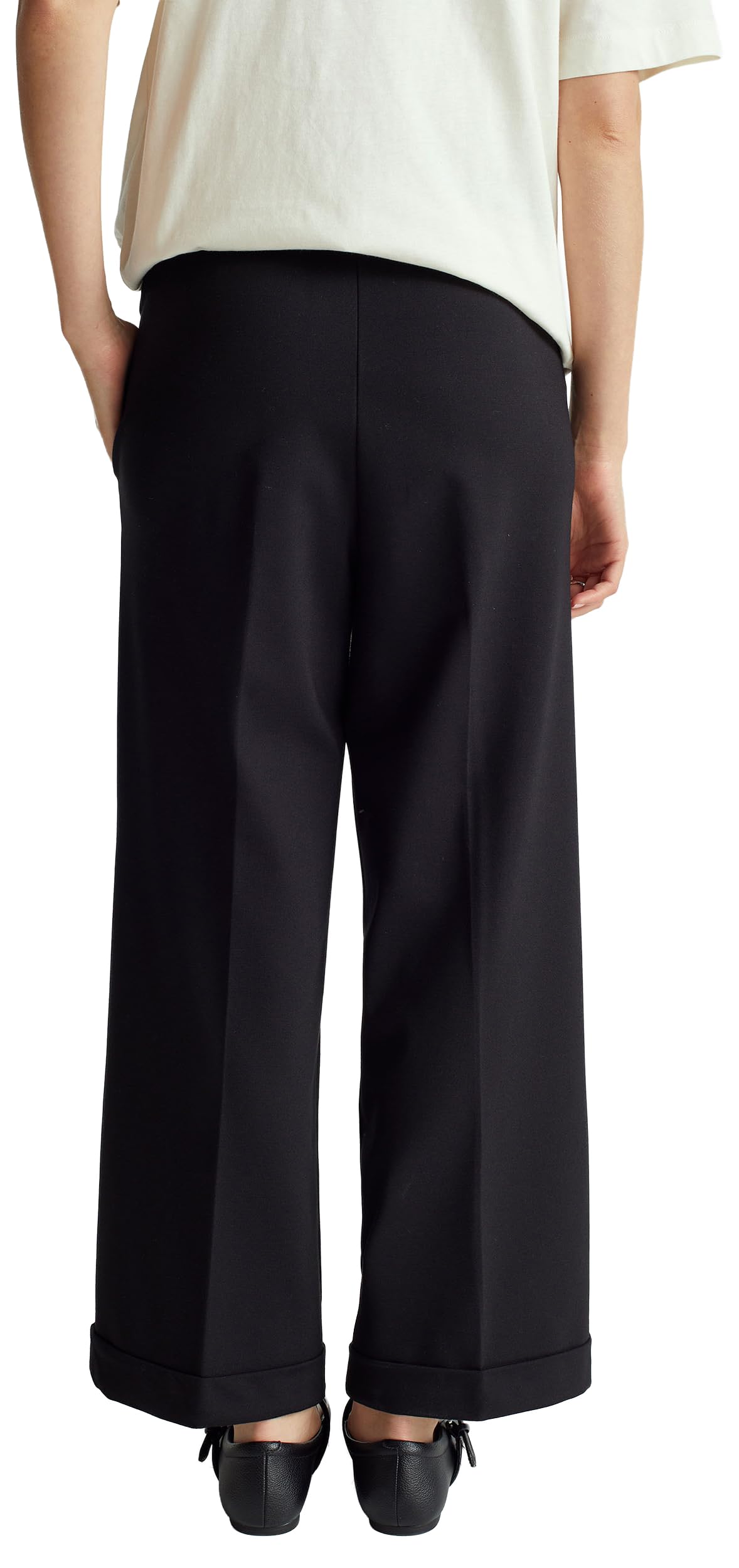 Benetton Pantaloni Donna Interlock Gamba Dritta Nero
