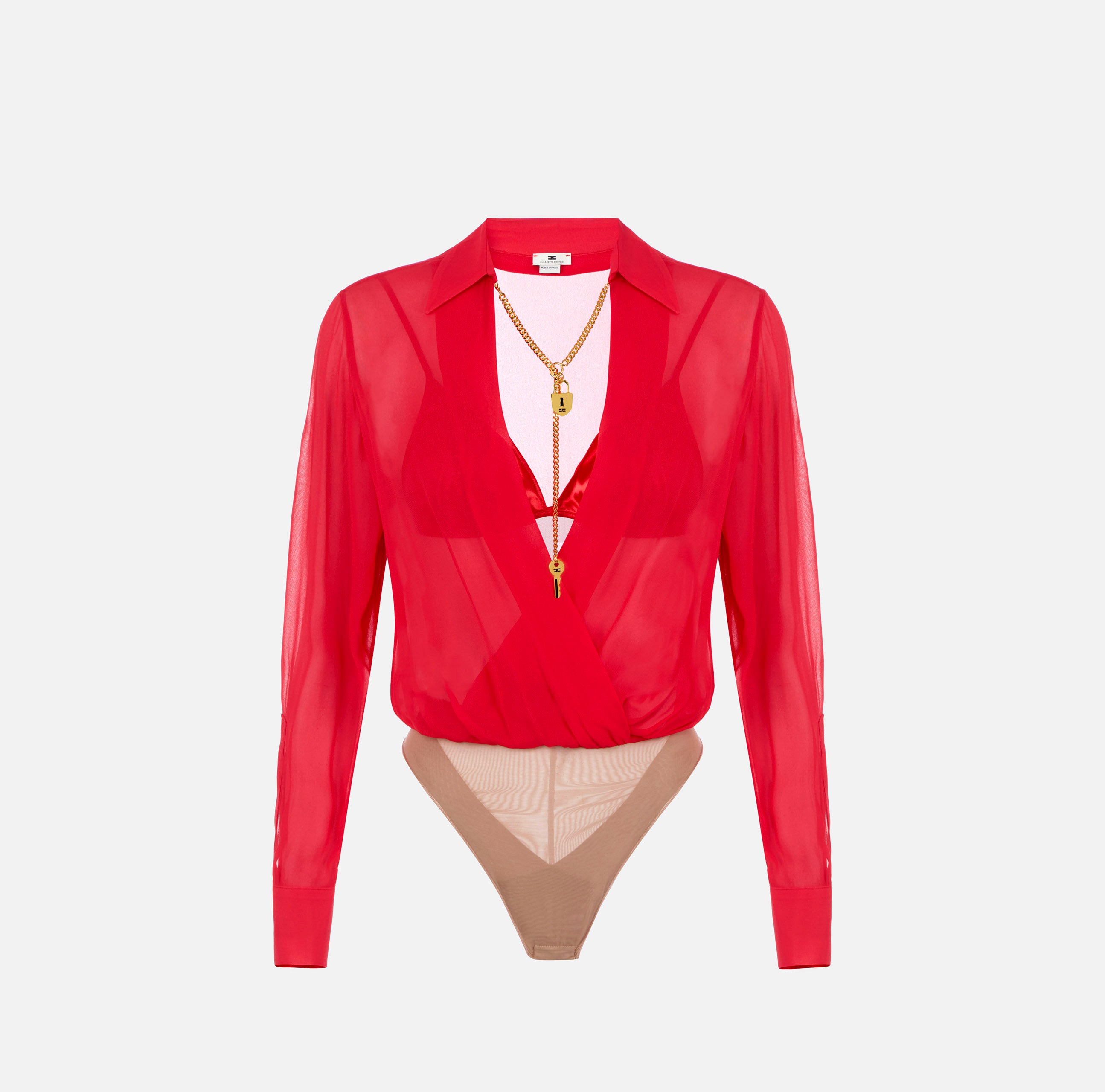 Elisabetta Franchi camicia body donna red passion georgette