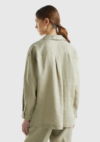 Benetton 5BMLDQ078 camicia lunga donna in lino