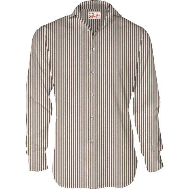MC2 Saint Barth Pamplona 08061L camicia uomo marrone a righe