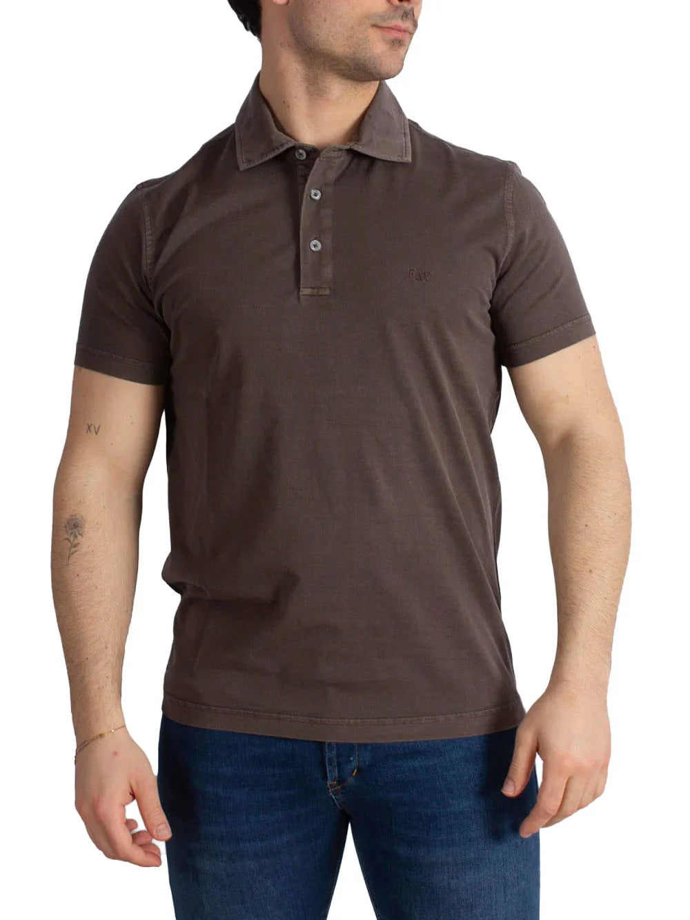 Fay NPMB252143TUY1S602 polo uomo Marrone cotone