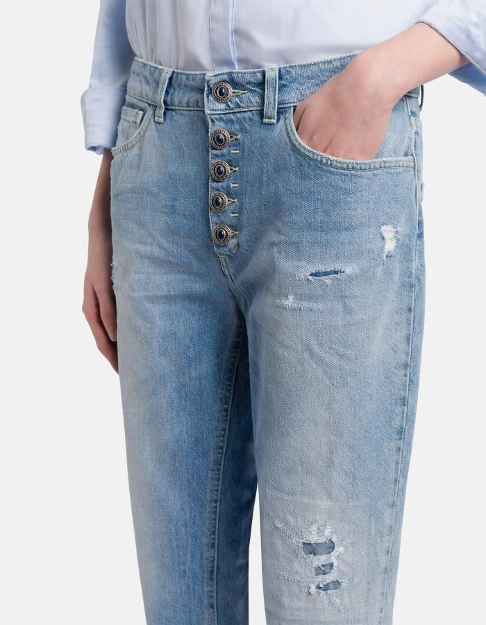 Dondup Koons Loose Jeans Donna Blu Denim Strappati
