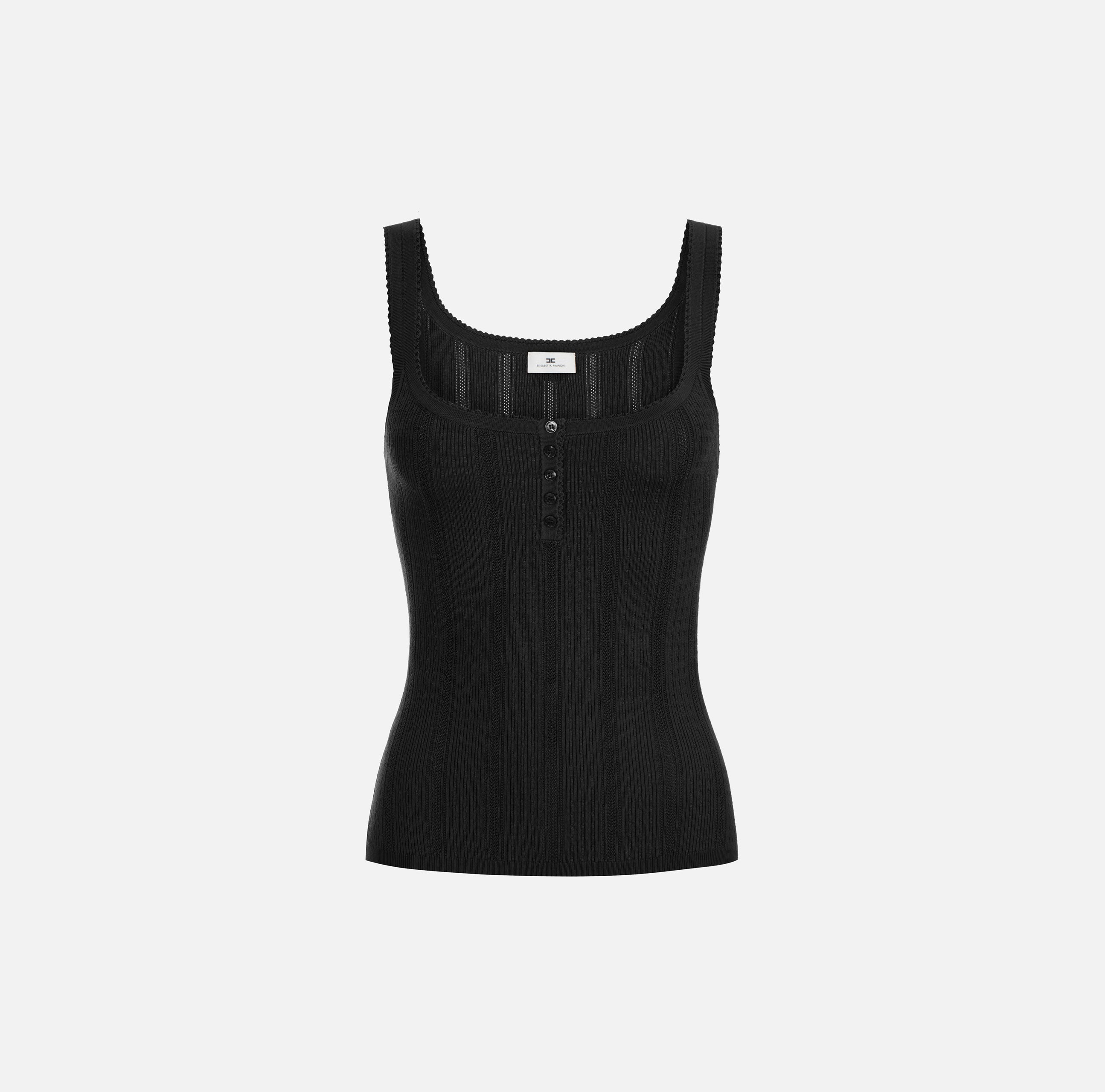 Elisabetta Franchi TK02S66E2 Top Maglia Nero Costine