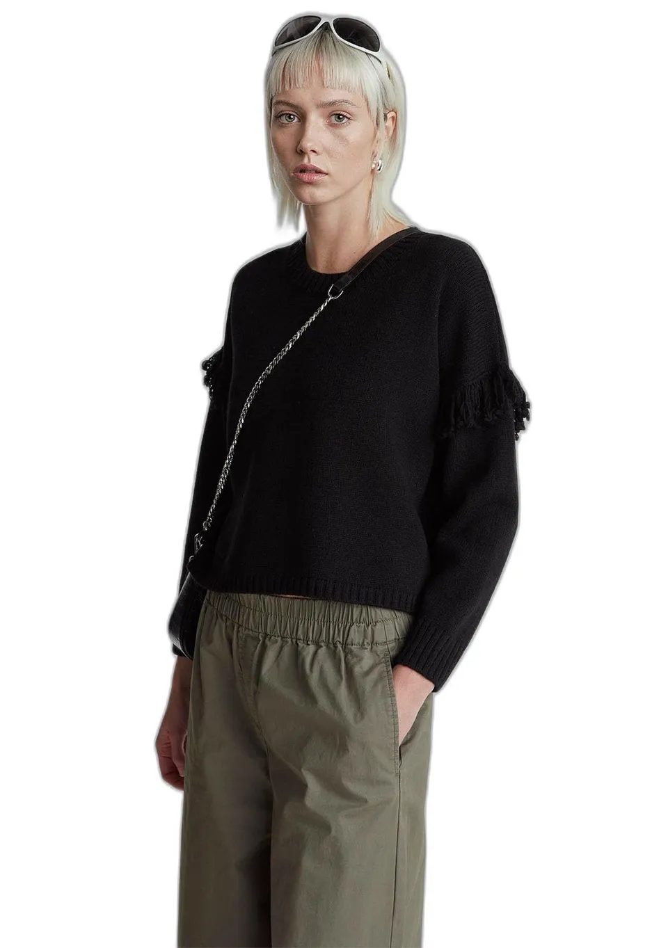 Benetton Maglieria 191vd10ez Maglione Donna Nero Boxy