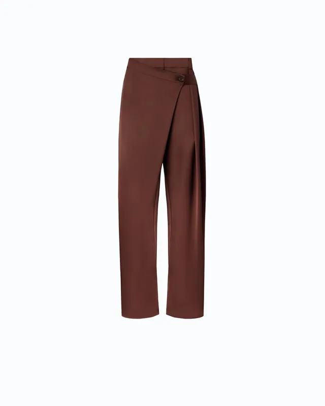 PINKO 105570-A3GB pantalone satin cioccolato dritto