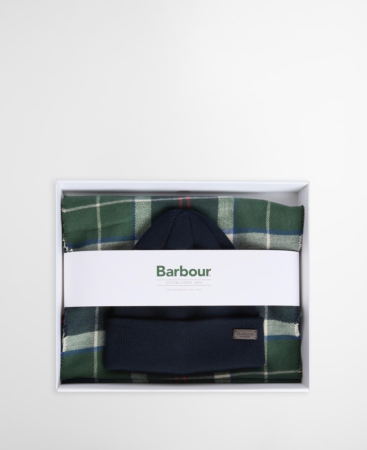 Barbour MGS0079 set uomo berretto+sciarpa evergreen