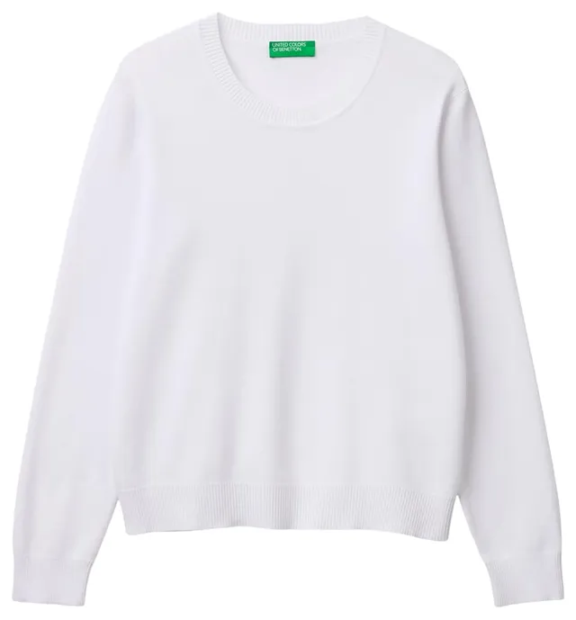 Benetton Maglieria 1C19D10FV Maglione Donna Bianco XXS Regular