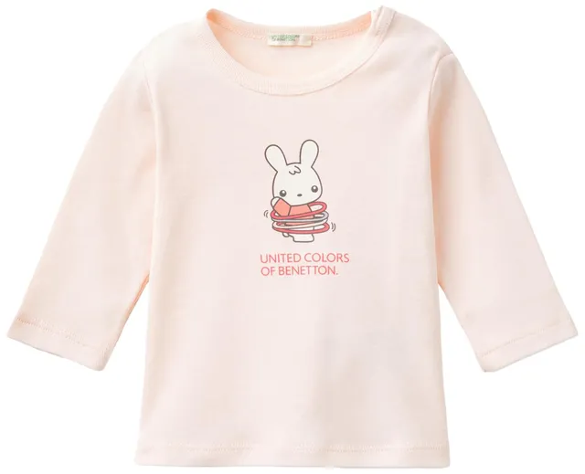 Benetton T-shirt manica lunga girocollo stampa ad acqua