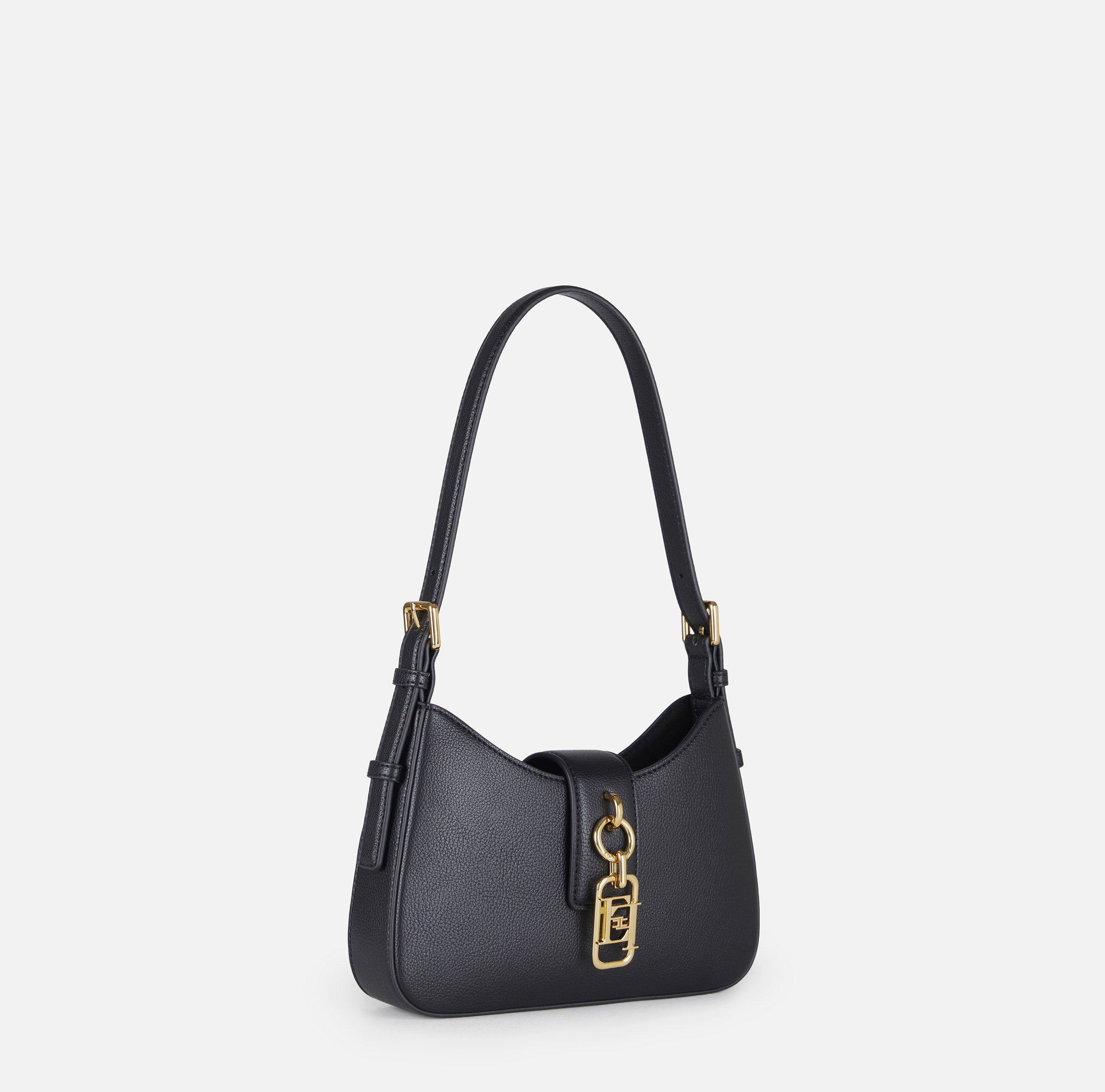 Elisabetta Franchi BS24A62E Hobo Charm borsa nera ecopelle
