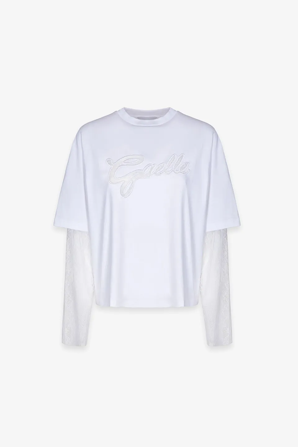 Gaelle Paris GAABW09343 t-shirt bianco jersey pizzo
