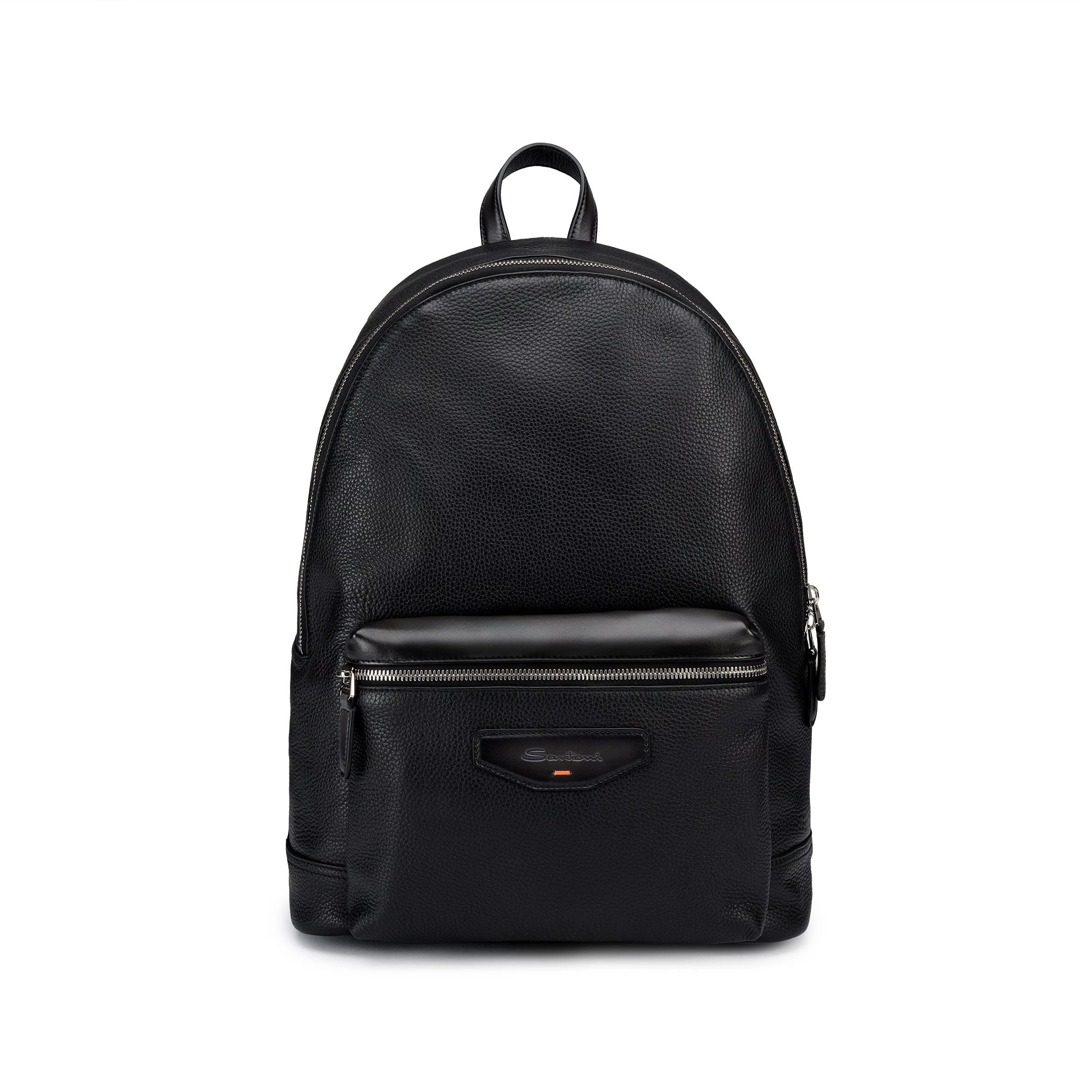 Santoni UIBBA3131TRA Zaino Pelle Martellata Nero Fumo