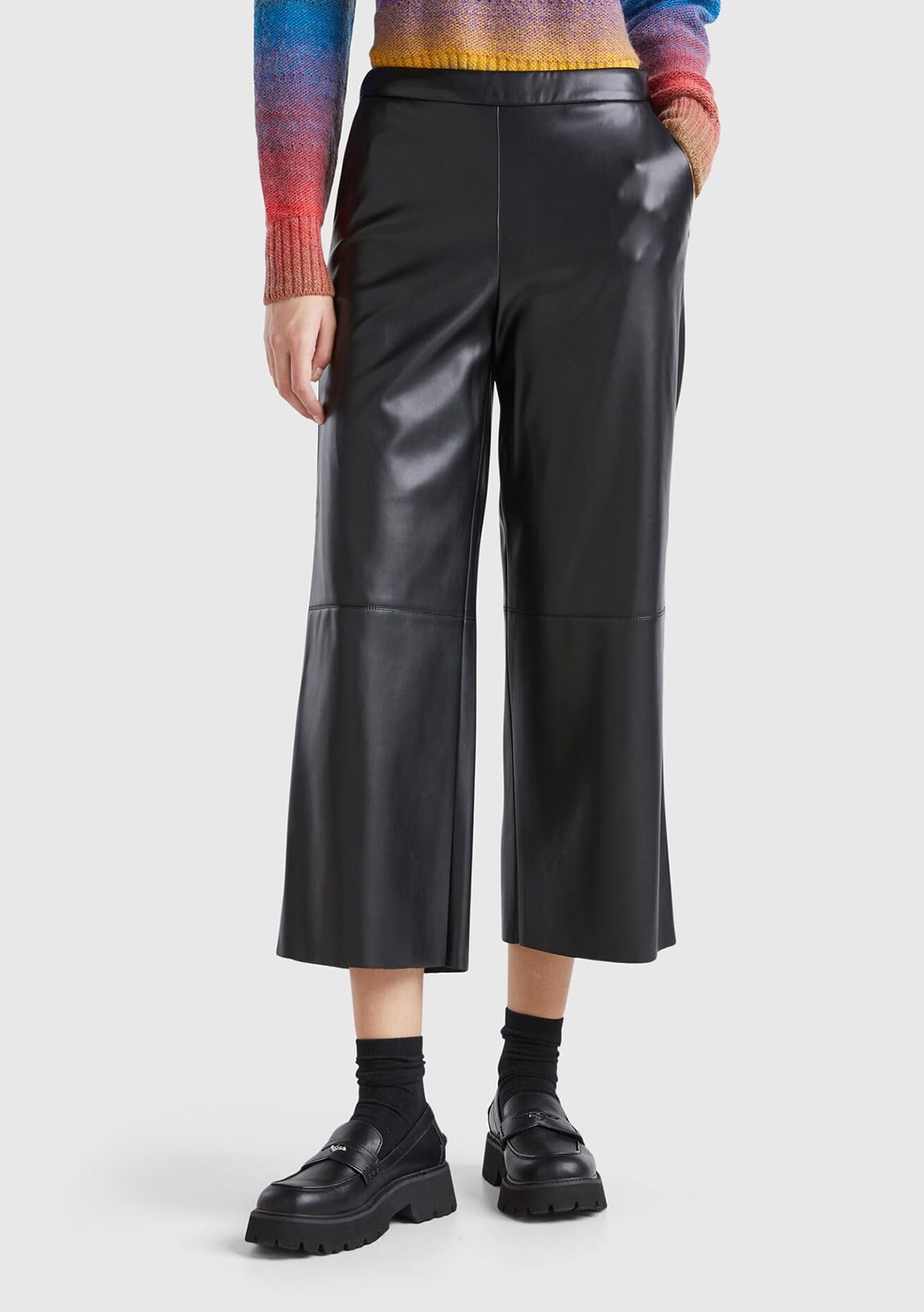 Benetton 4ivrdf084 pantaloni donna 36 ecopelle capri