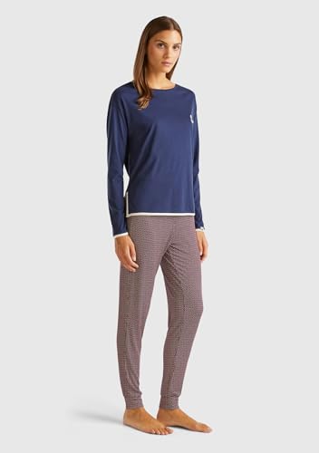Benetton 3Y5E3M063 Maglia Pigiama Donna L Blu