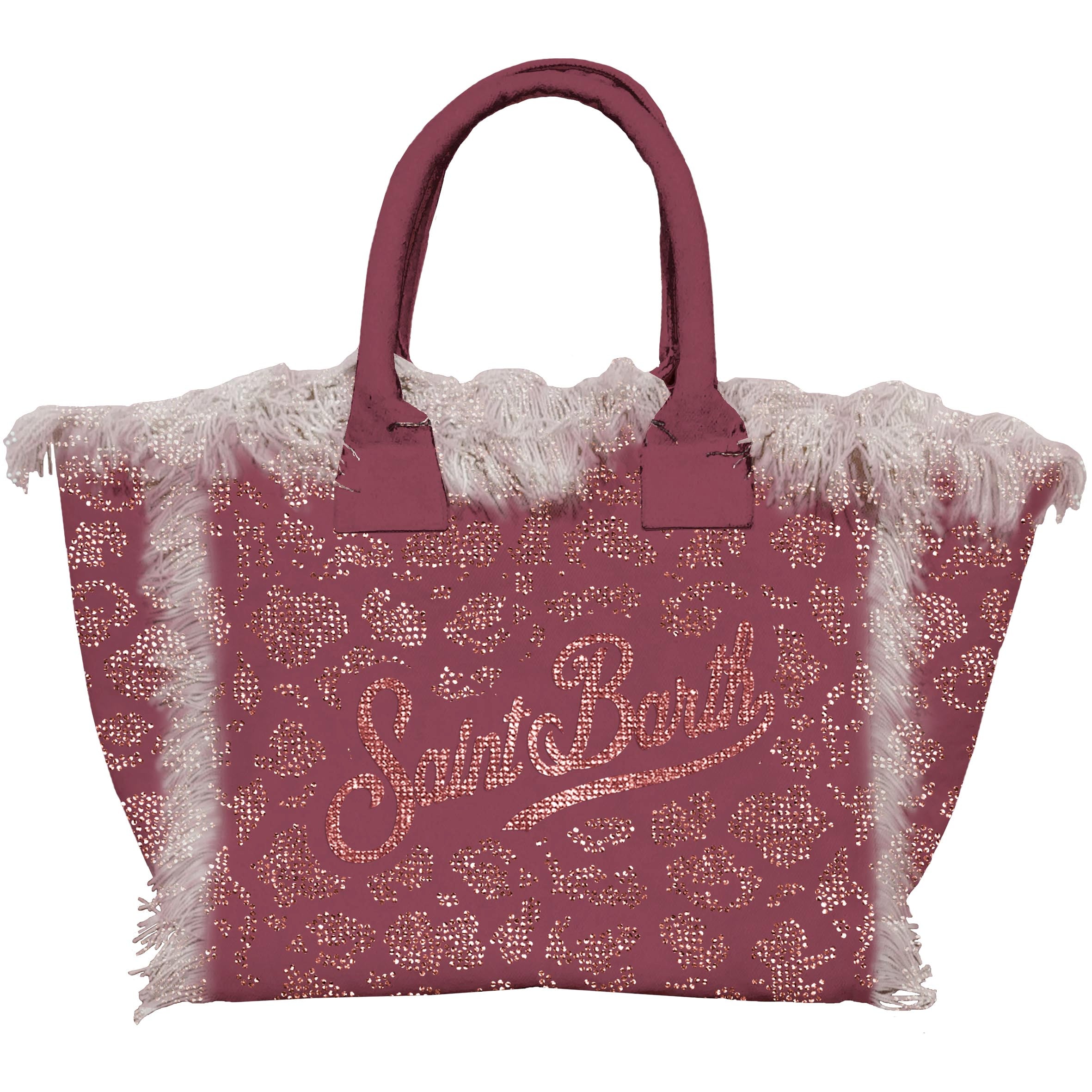 MC2 Saint Barth Vanity Borsa Donna Bordeaux Strass Leopard