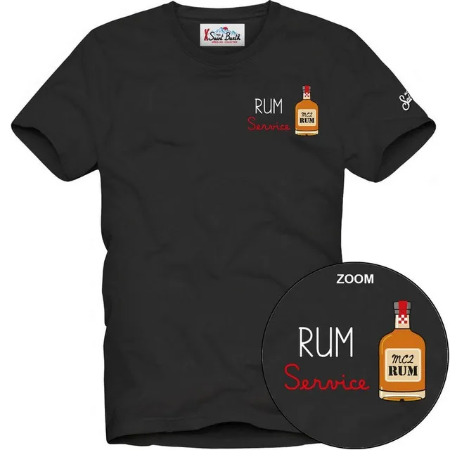 MC2 Saint Barth Arnott 00257M T-Shirt Nera Cotone Rum Service
