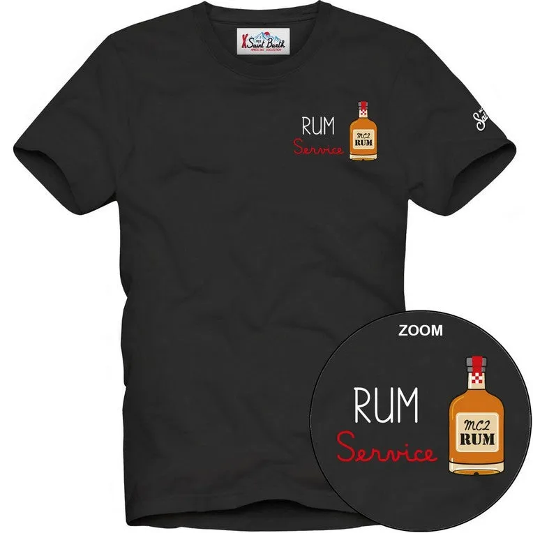 MC2 Saint Barth Arnott 00257M T-Shirt Nera Cotone Rum Service