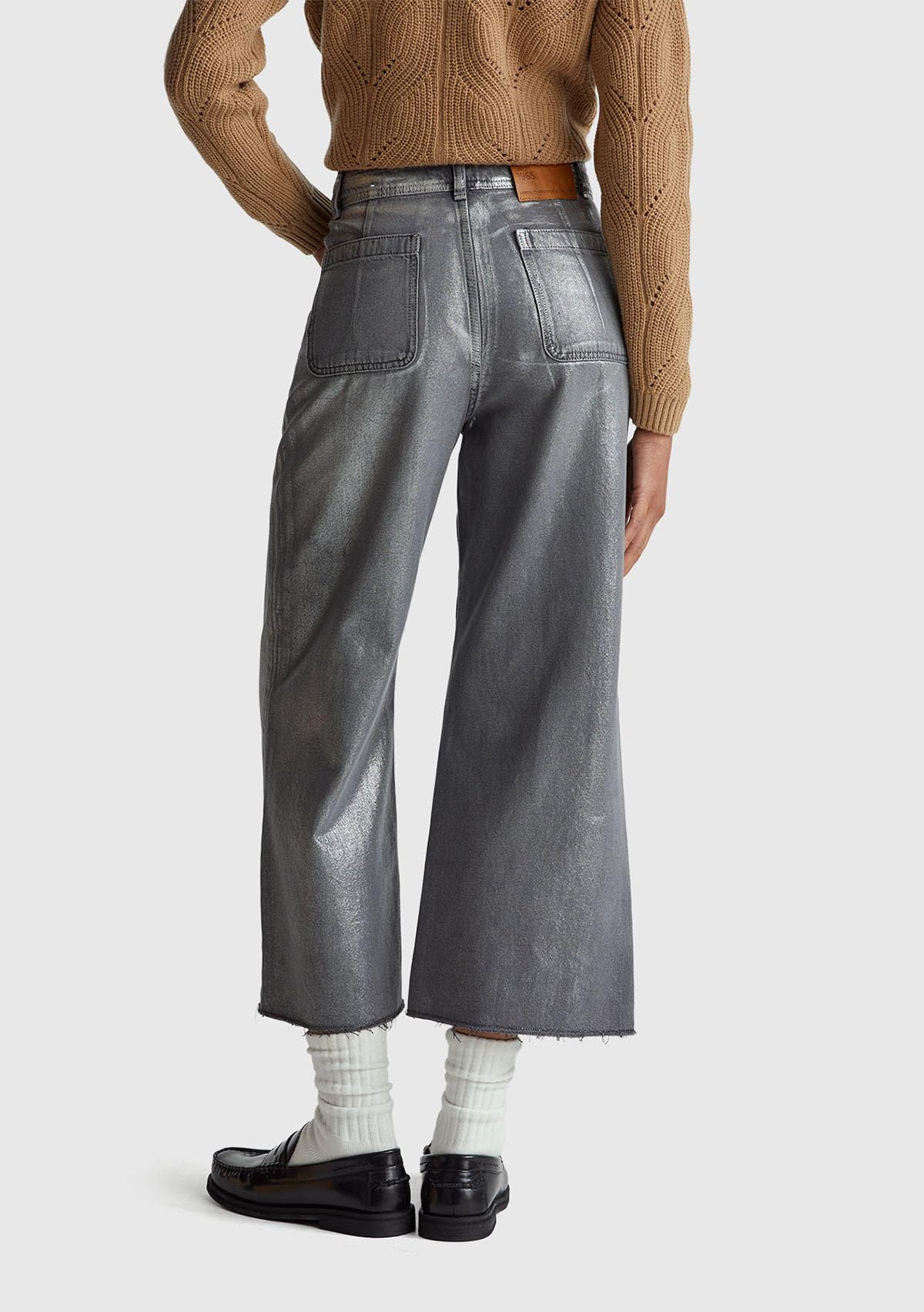 Benetton 48uhde02m jeans donna ampi vita alta laminato