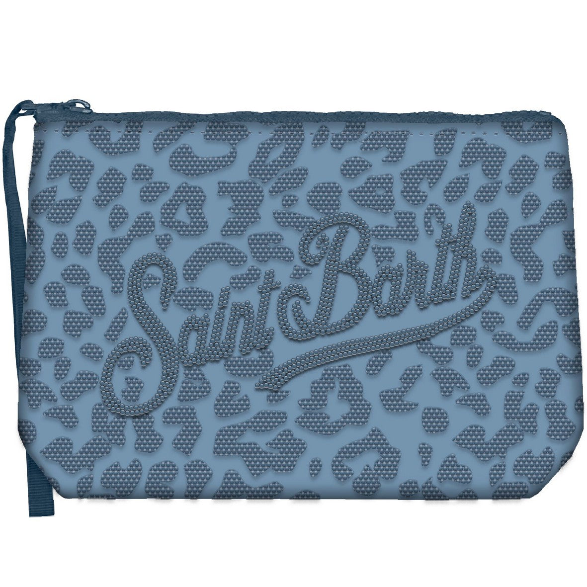 MC2 Saint Barth Aline Strass Pochette Leopard Blu Avio