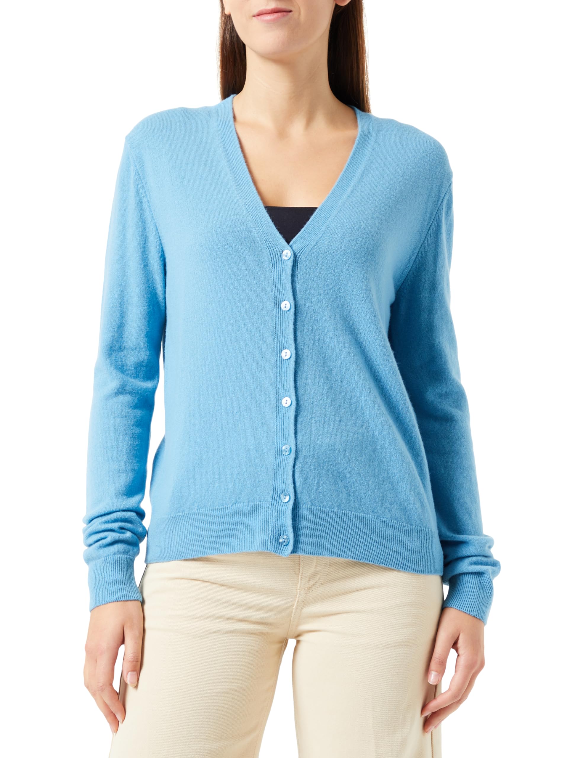 Benetton 1002d6879 Cardigan Donna Manica Lunga Blu