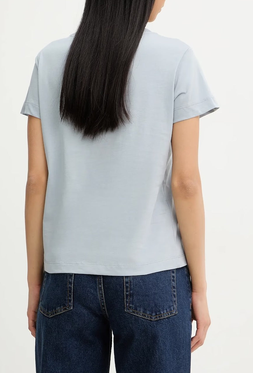 Pinko Basico 100373 A34F t-shirt donna azzurro polvere cotone
