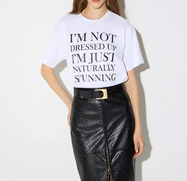 Elisabetta Franchi MA03A66E2 T-Shirt Gesso Stampa Cotone
