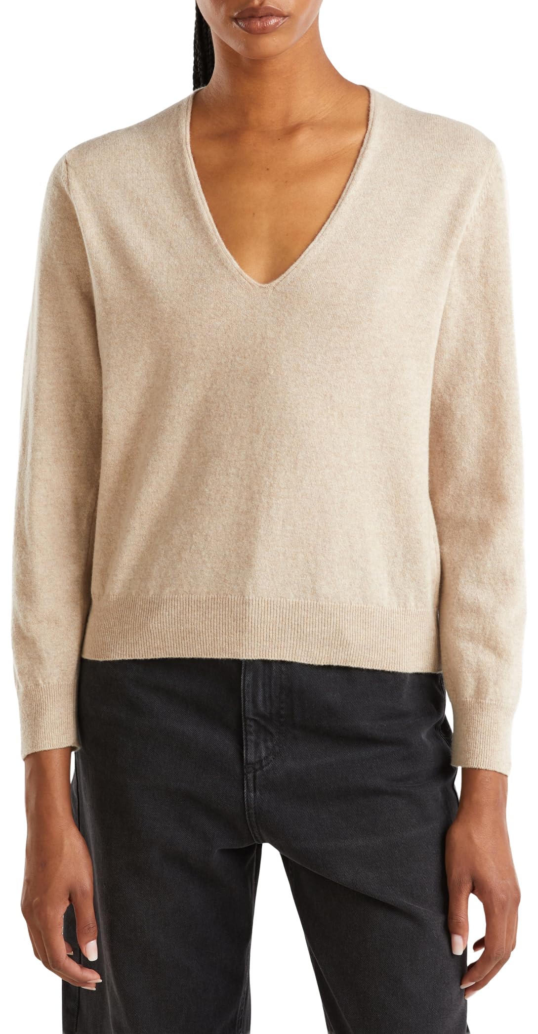 United Colors of Benetton 1002d401y Maglione Donna Scollo V Blu
