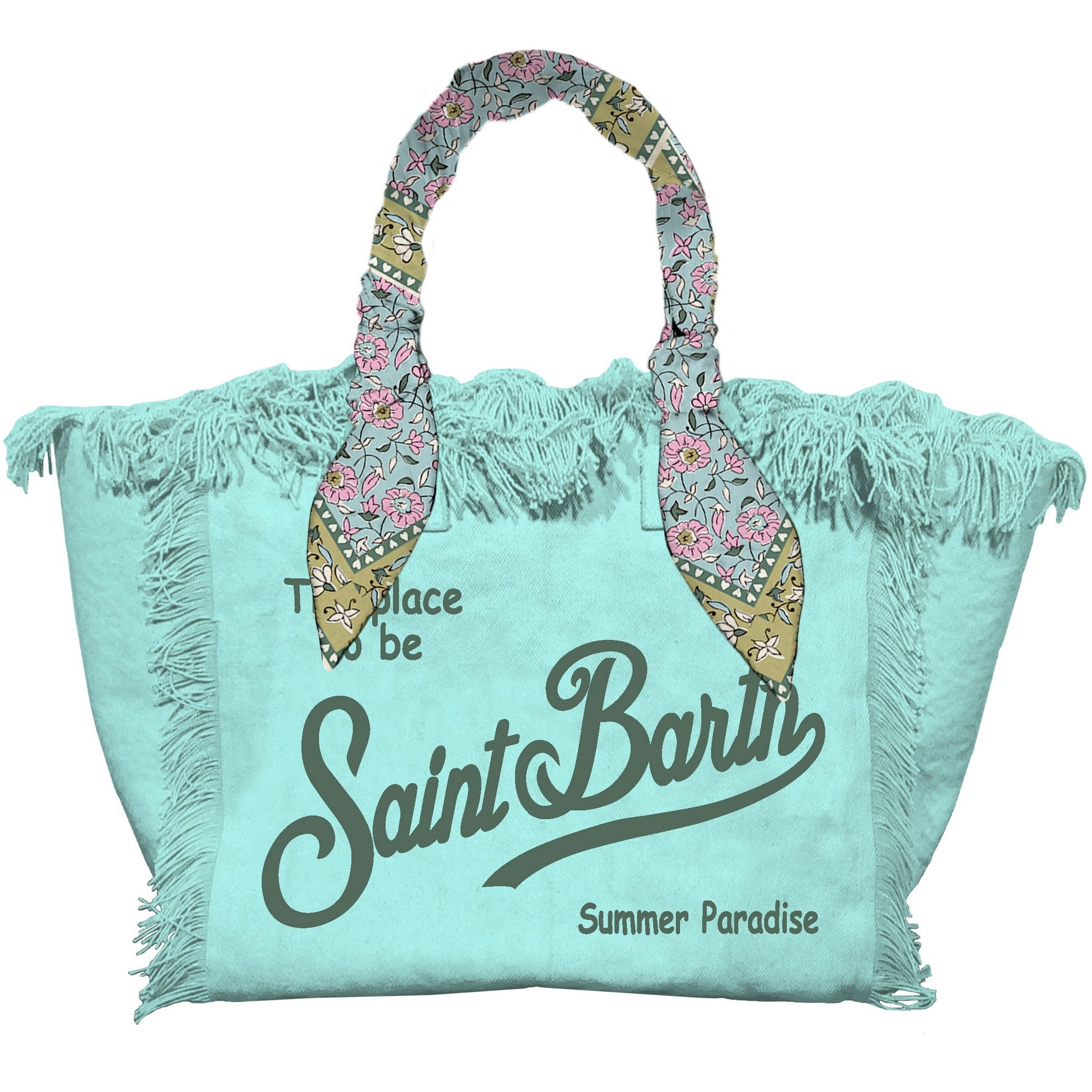 MC2 Saint Barth Vanity Foulard 09849L borsa verde acqua canvas