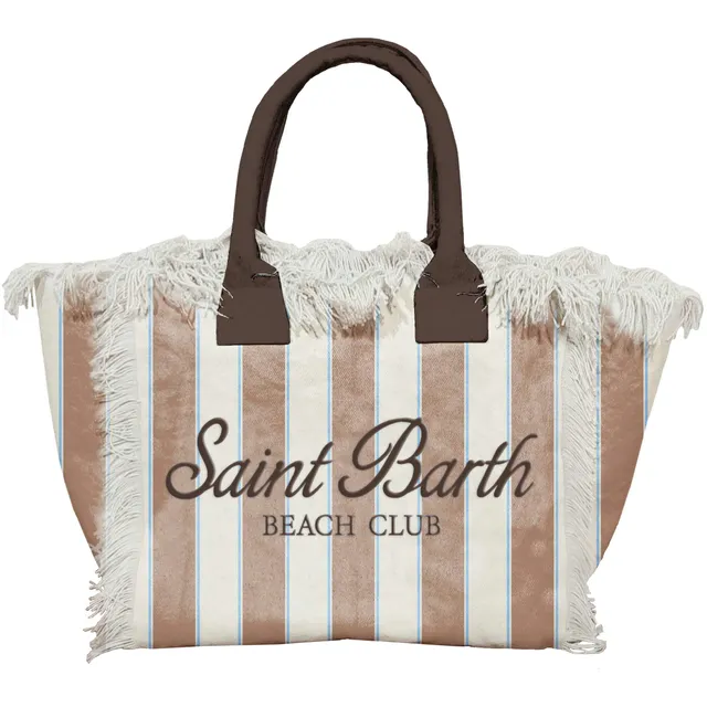 MC2 Saint Barth Vanity Borsa Marrone canvas righe cotone