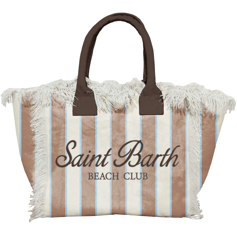MC2 Saint Barth Vanity Borsa Marrone canvas righe cotone
