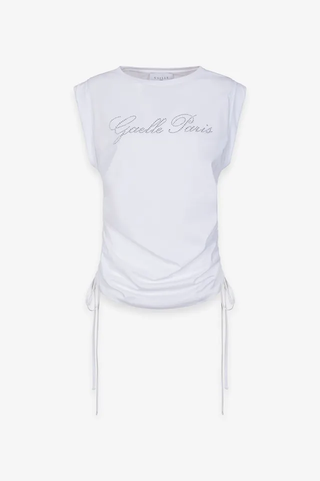 Gaelle Paris GAABW09369 T-Shirt Donna Bianco Strass Cotone