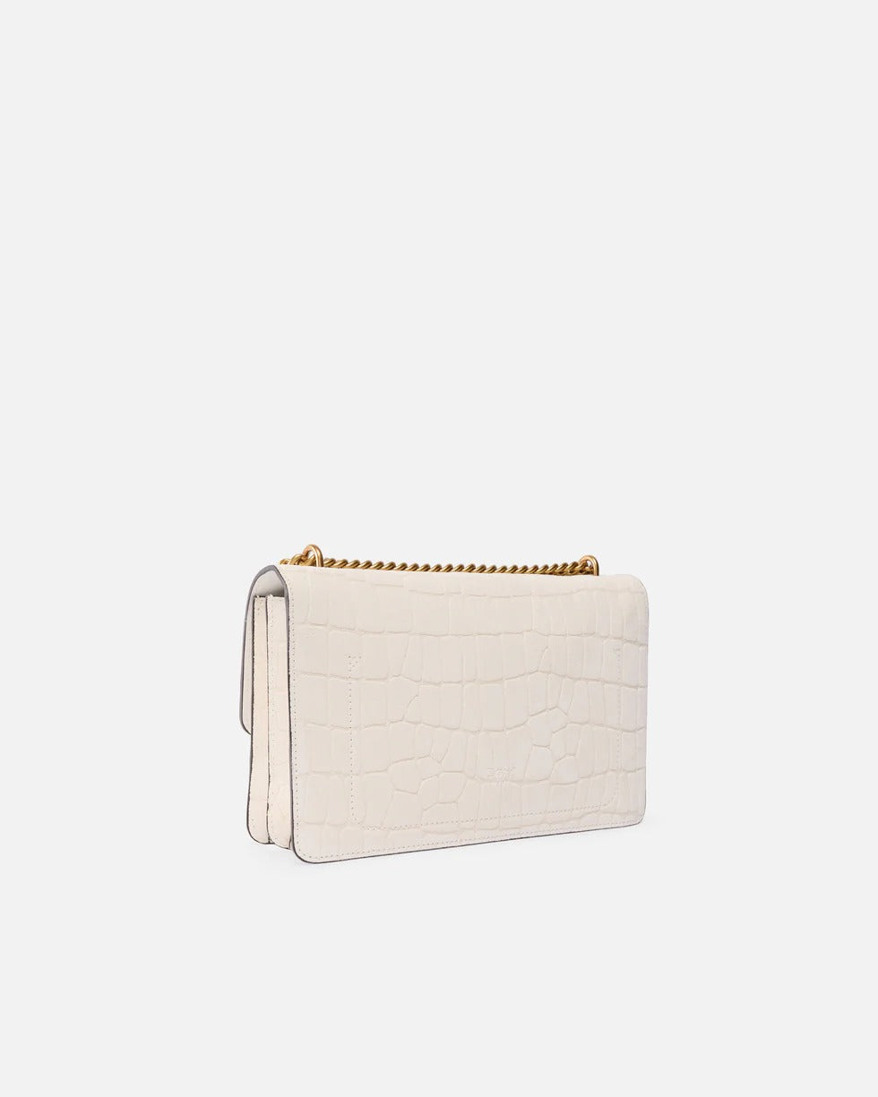 Pinko Love One Classic 100941 A2YW borsa bianco coccodrillo