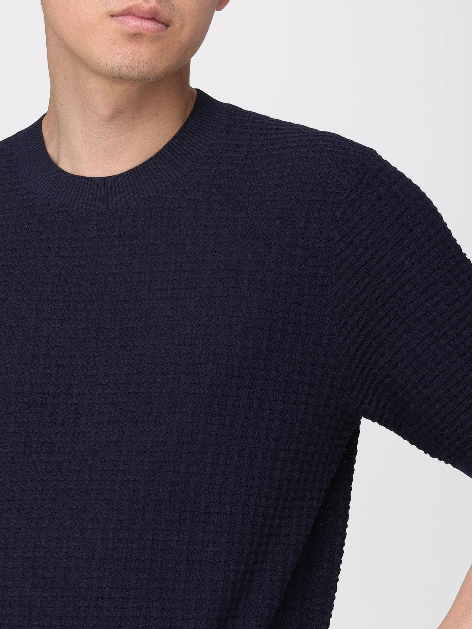 Kangra 3015 21 maglia uomo cotone blu punto alveare taglia 50