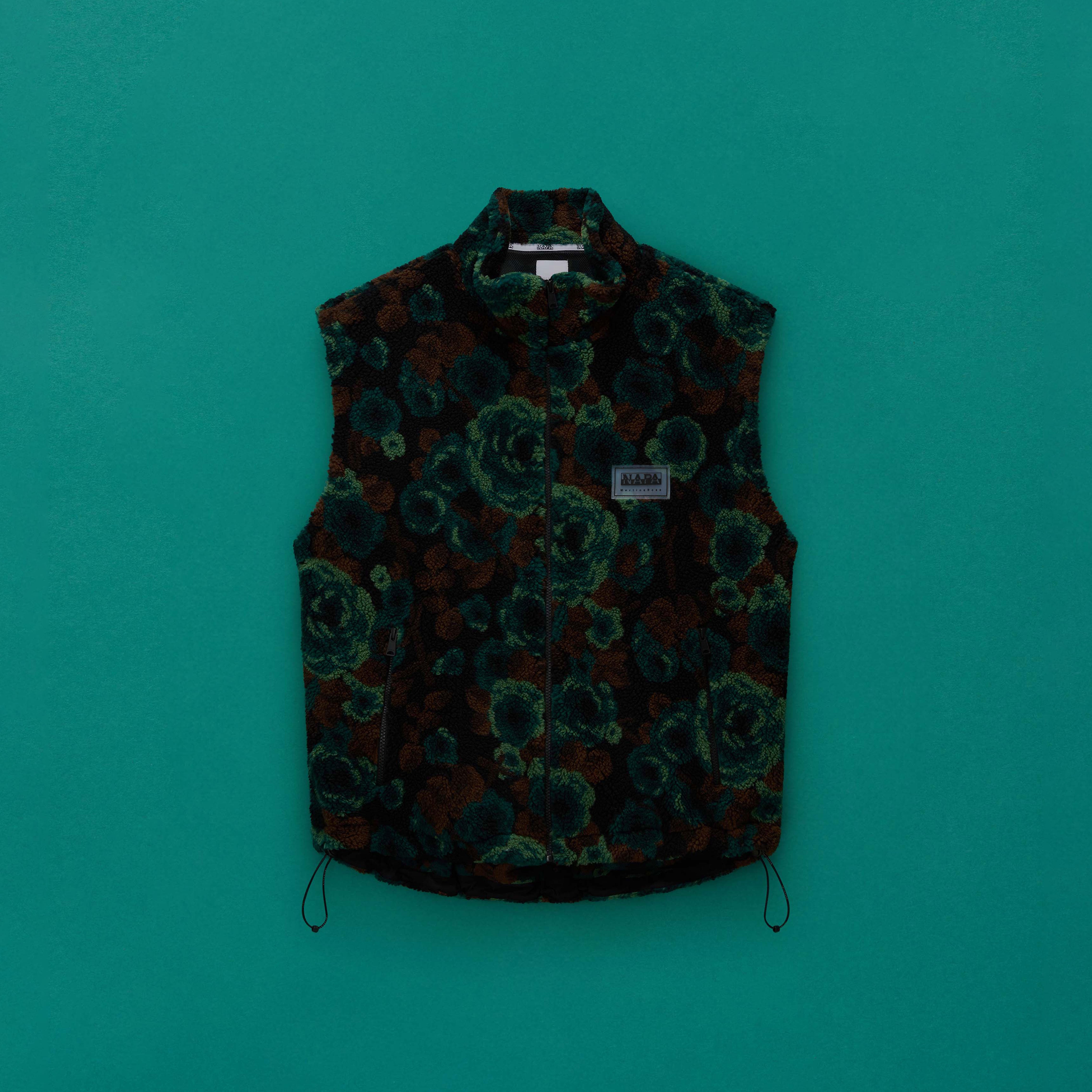 Martine Rose Emin Jacquard Fleece Vest gilet Teal Floral pile