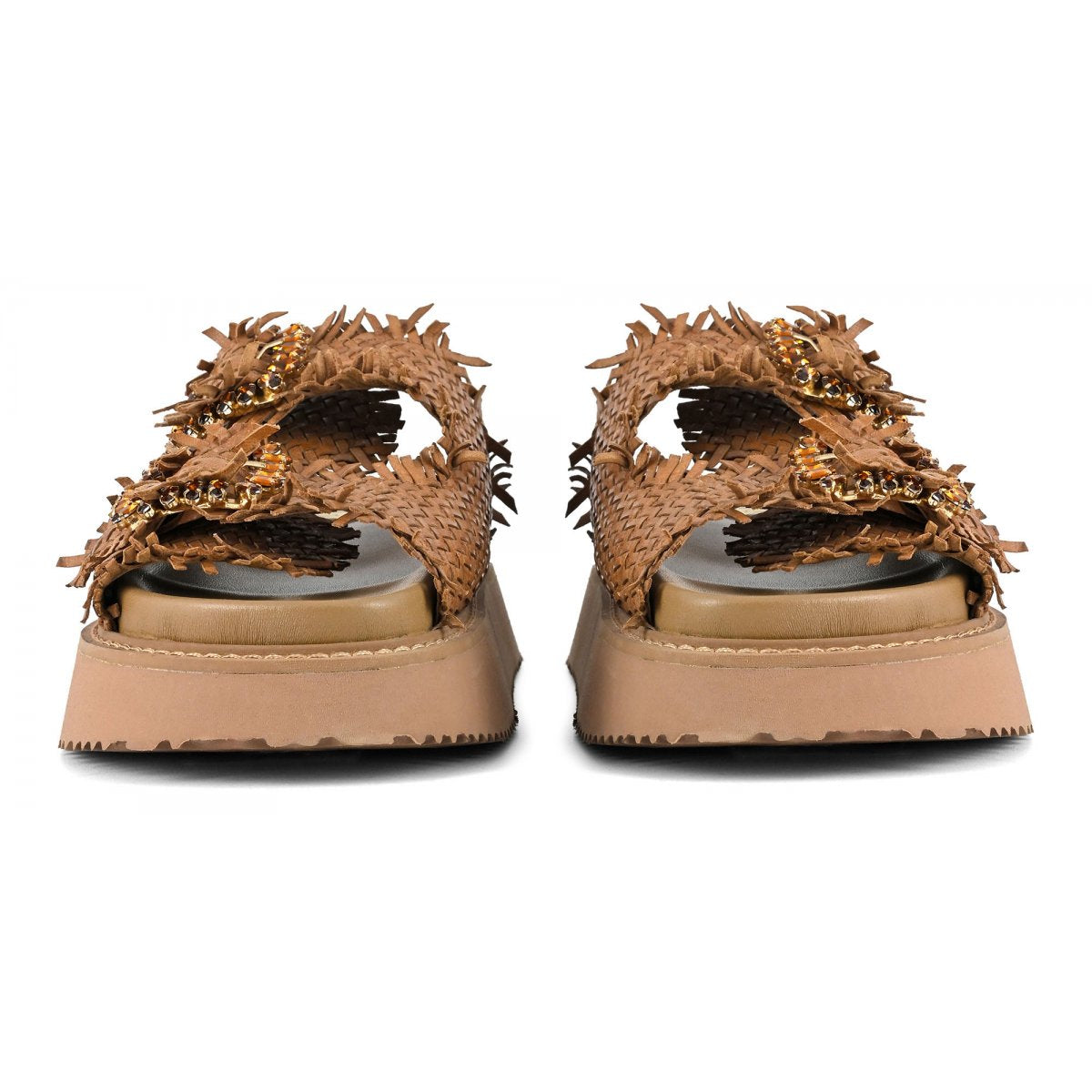 Coral Blue CB K225 02 sandalo gioiello donna Cognac platform