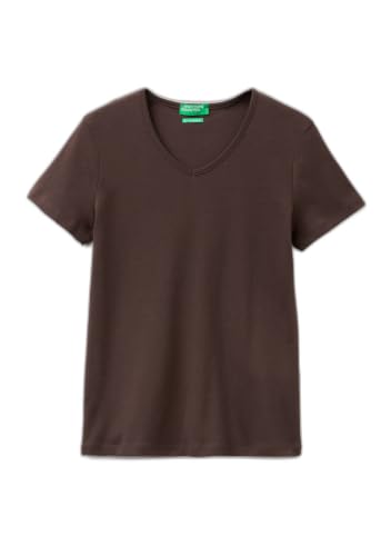 Benetton 3ga8d4029 T-shirt donna marrone XXS scollo V